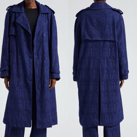 Farm Rio Eyelet Double Breasted Trench Coat Size XL NWT - Picture 1 of 9